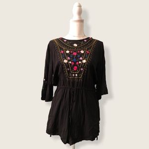 Embroidered Flower Romper Jumpsuit M